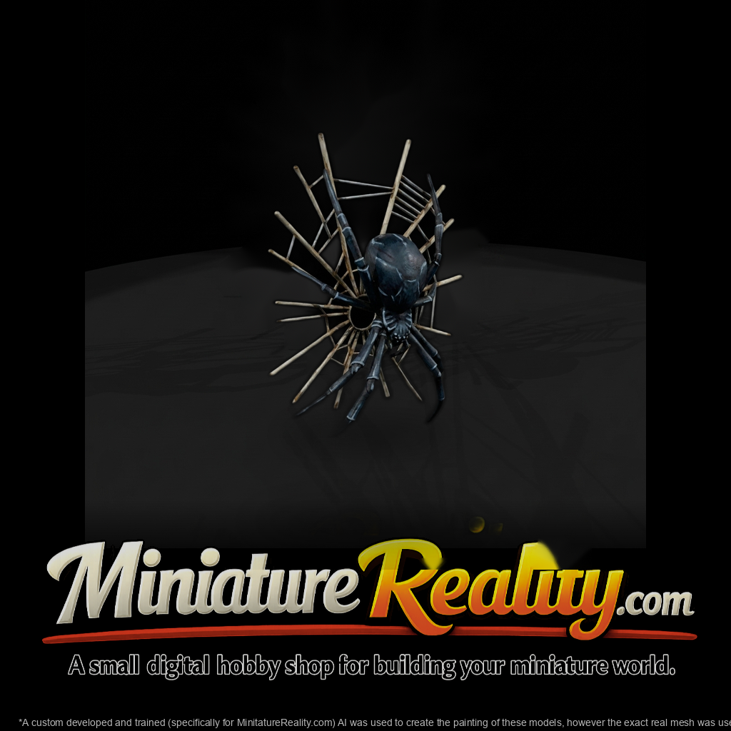 stylized-spider-on-web-diorama-prop-642932