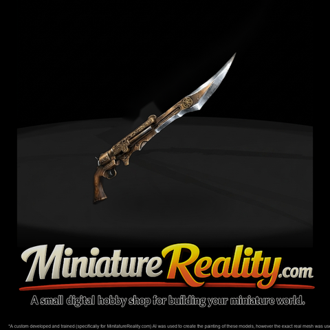 Engraved Stylized Gunblade — Pistol-Sword