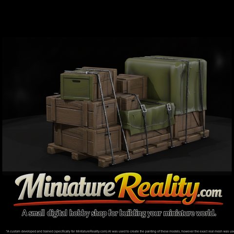 Stacked Crates Tarp Covered Pallet miniature, three-quarter view