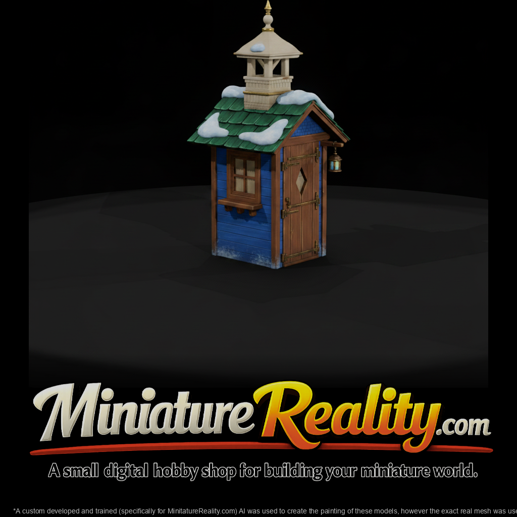Wooden Shed Belltower miniature, three-quarter view