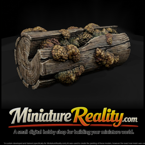 Fungus-Covered Split Log — Terrain Piece