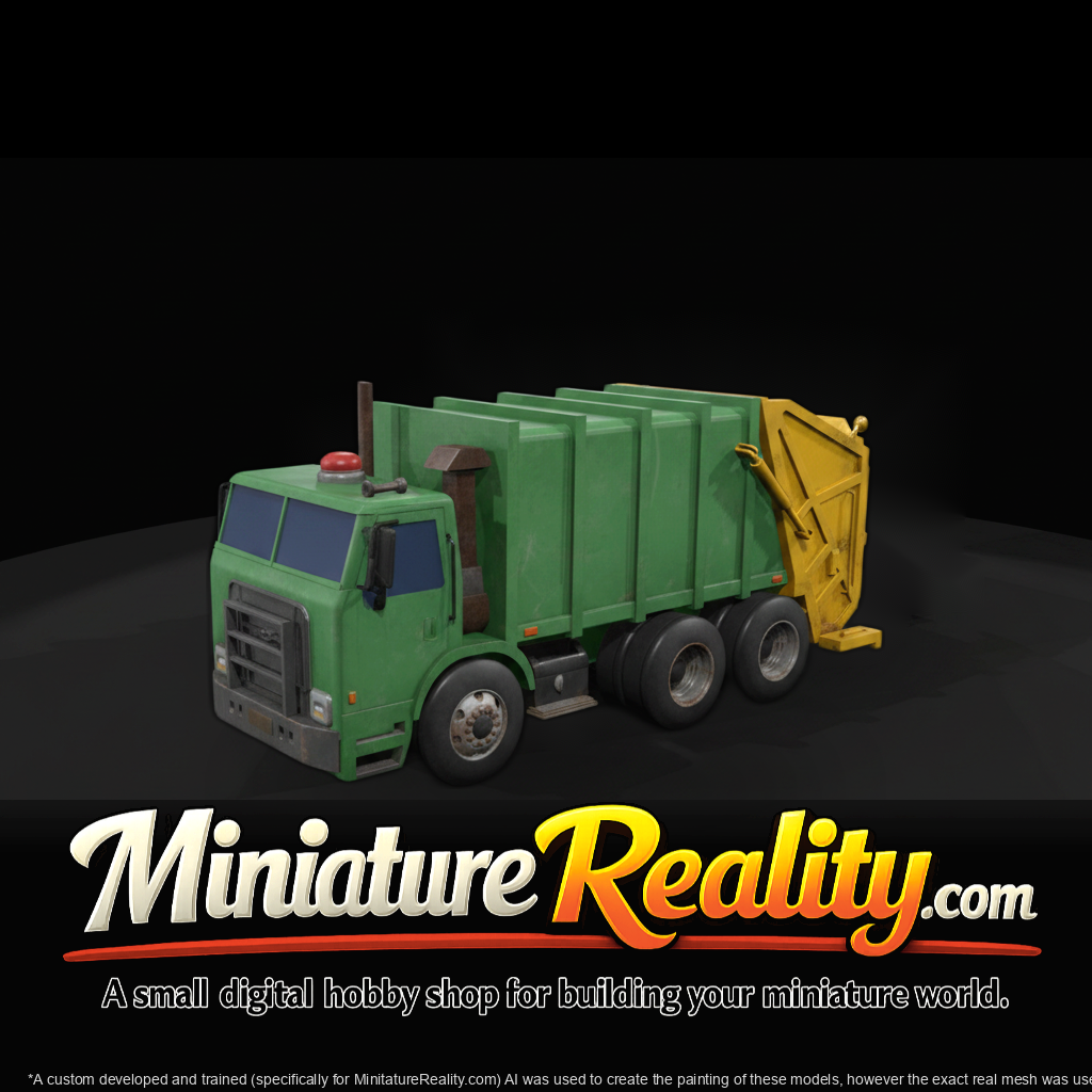 Autocar Garbage Truck miniature, three-quarter view