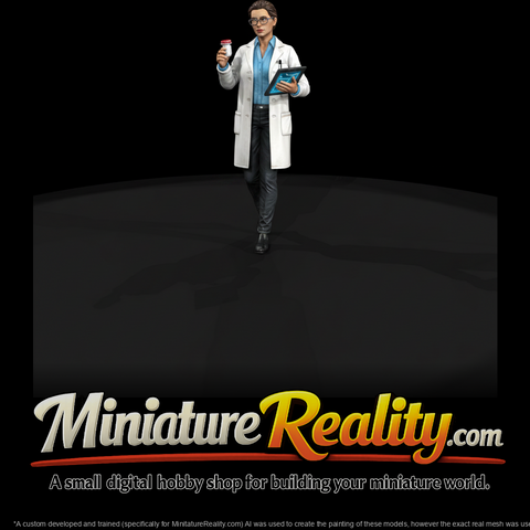 0038 modern pro pharmacist white coat f miniature, three-quarter view