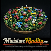 Stylized Low-Poly Wildflower Meadow Patch miniature, three-quarter view — thumbnail 2