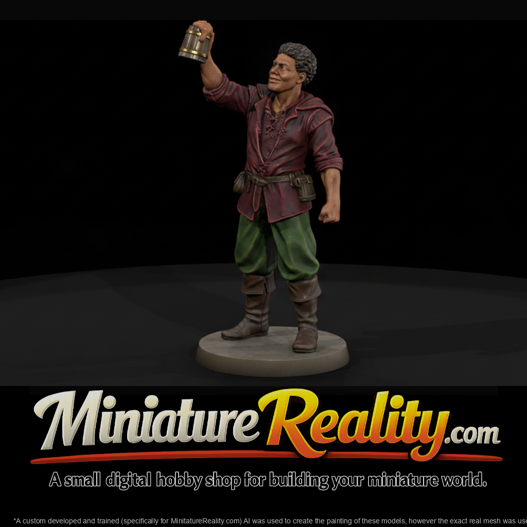 Tavern Ale Drinker Raising a Tankard