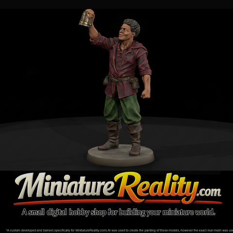 Tavern Ale Drinker Raising a Tankard