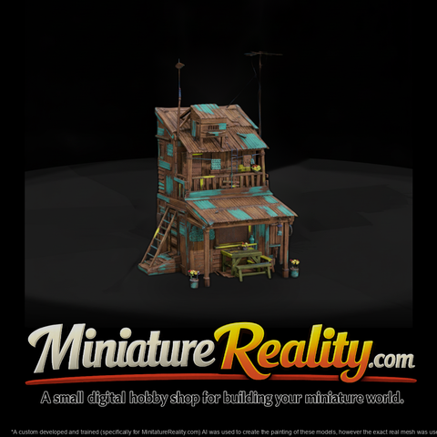 Shanty House miniature, three-quarter view