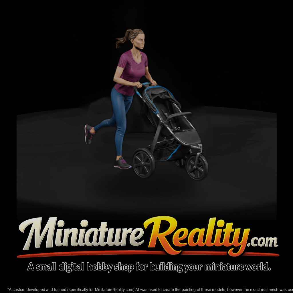 Jogging Mother with Stroller