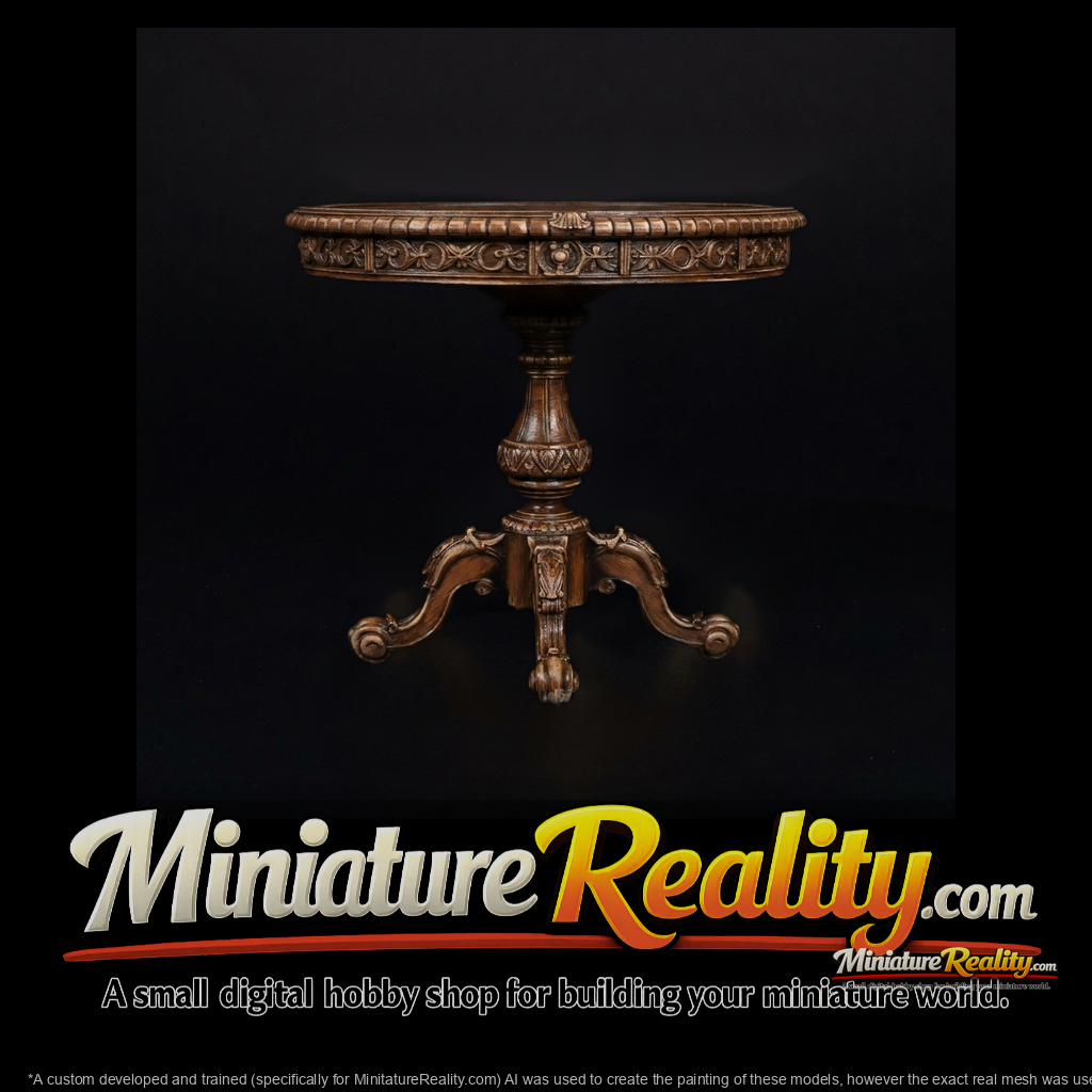 Baroque carved side table miniature, three-quarter view