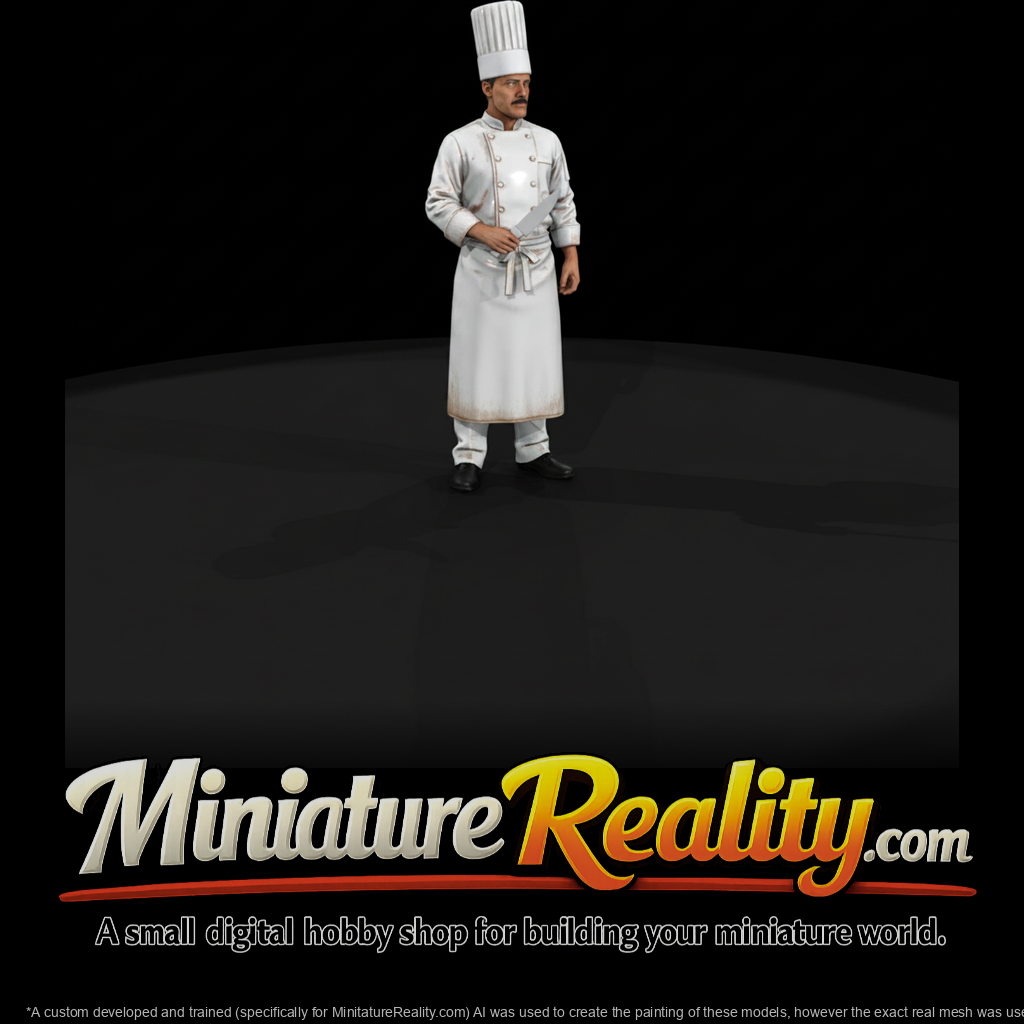 Head Chef in Whites and Toque miniature, three-quarter view