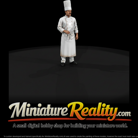 Head Chef in Whites and Toque miniature, three-quarter view