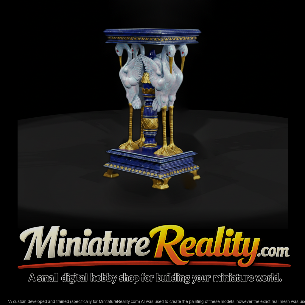 Ornate Crane Pedestal Table