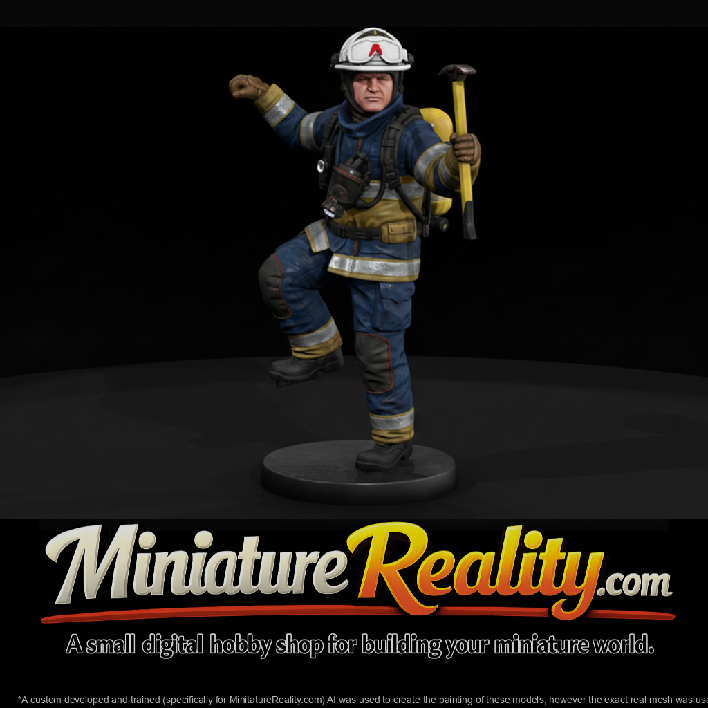 Modern Firefighter Climbing with Axe