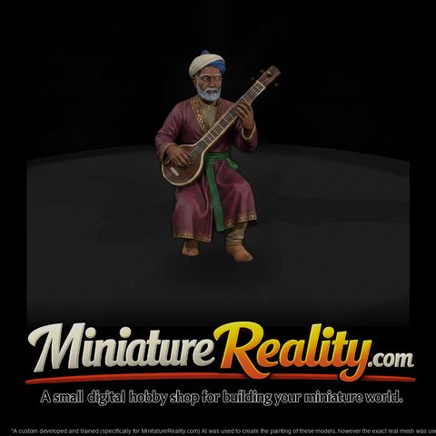 Hist 0232 Mughal Court Musician Miniature Figure