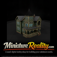 Victorian mansion with turret miniature, three-quarter view — thumbnail 4