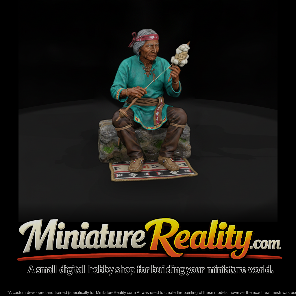 Hopi Elder Spinning Cotton