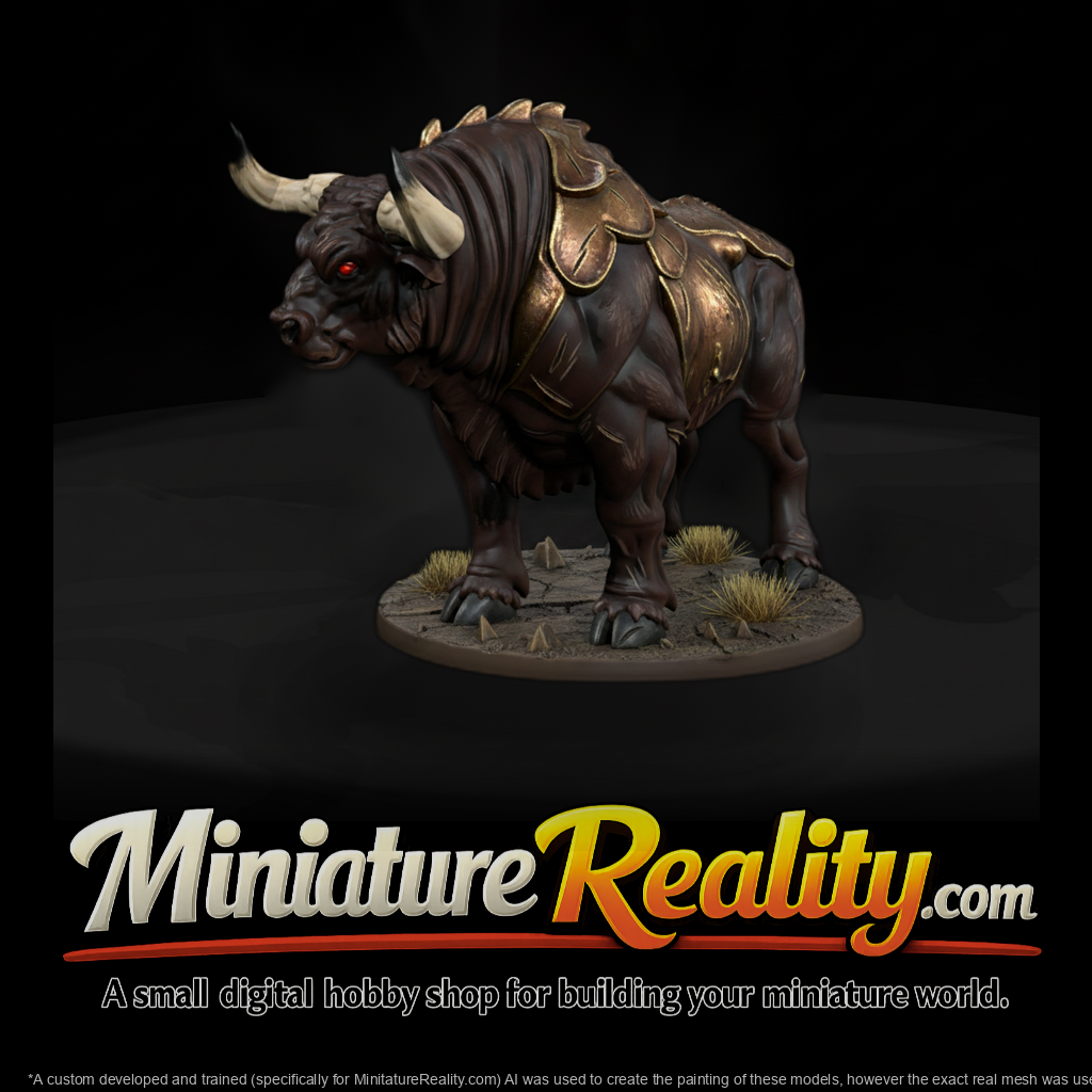 Stylized Fantasy War Bull 3D Miniature Roin1Kob
