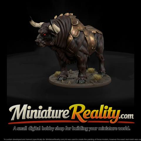 Stylized Fantasy War Bull 3D Miniature Roin1Kob