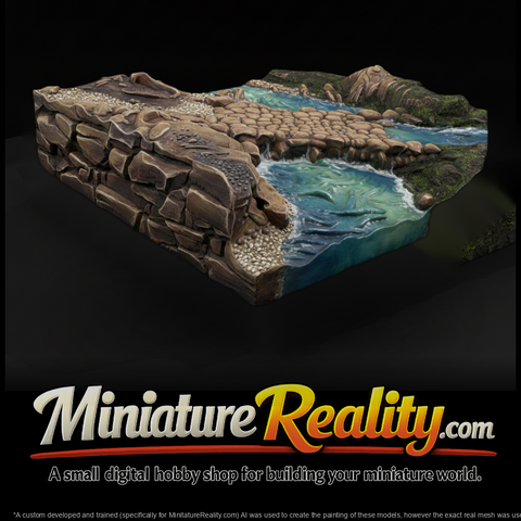Sculpted Rocky River Stream Terrain 3D Model Avkgu