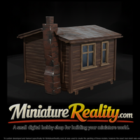 Old Wooden Cabin miniature, three-quarter view — thumbnail 1