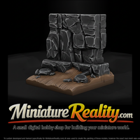 Stylized Cracked Rock Cliff Terrain Base miniature, three-quarter view — thumbnail 2