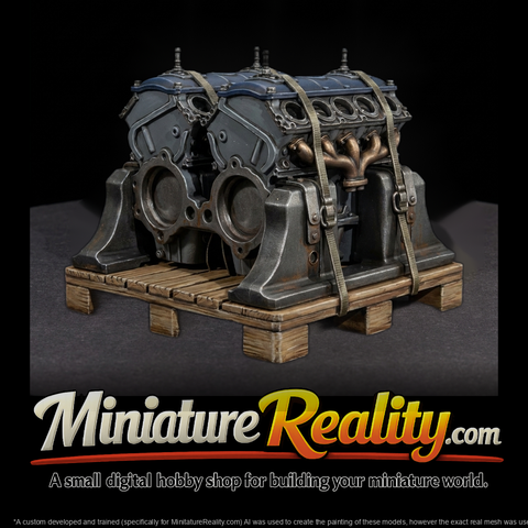 Twin V8 Engine on Pallet — Industrial