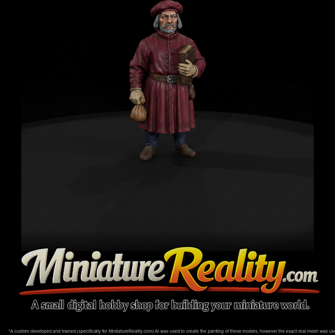 Venetian Merchant Figure, three-quarter view
