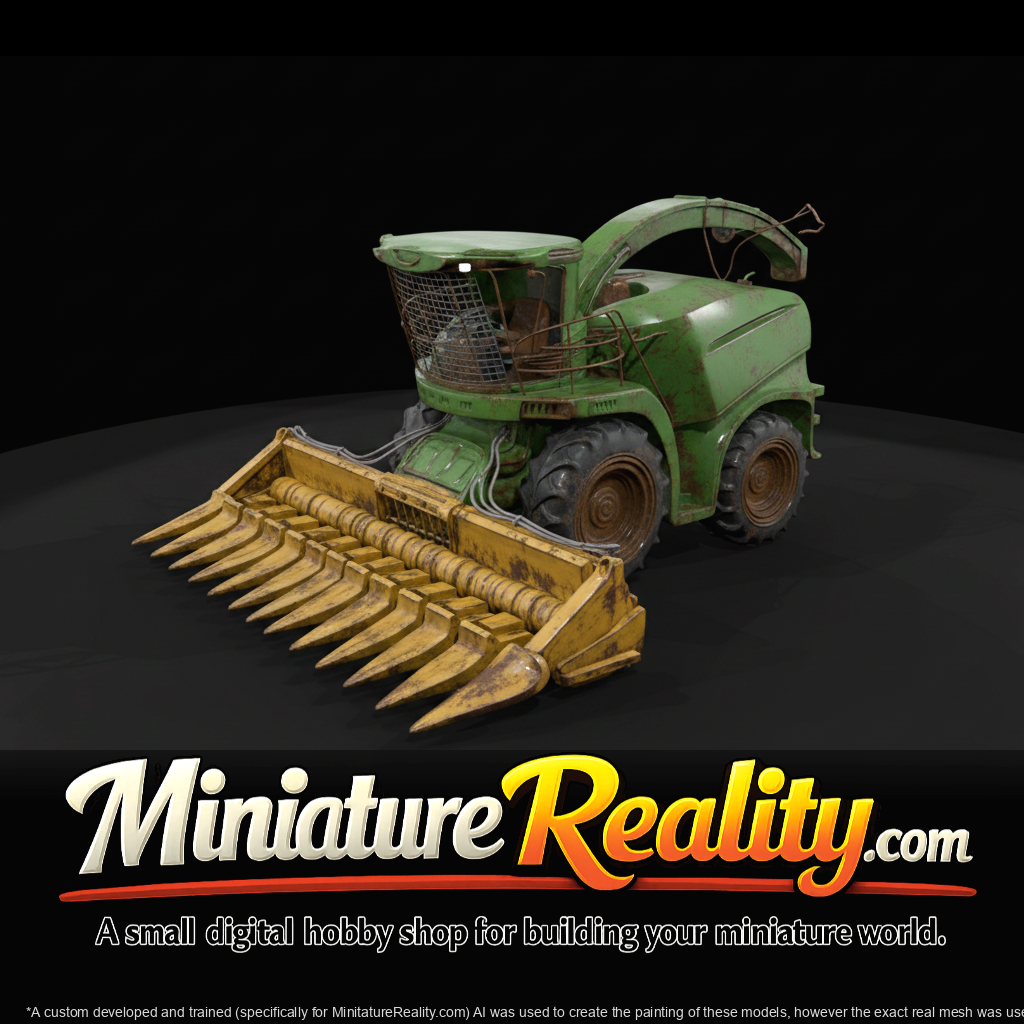 Corn Silage Harvester with Maize Header miniature, three-quarter view