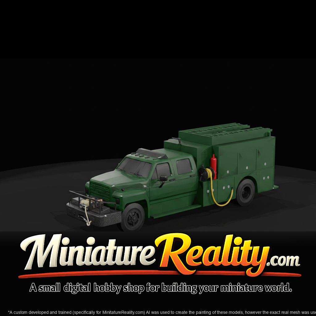 Compact Ladder Fire Truck miniature, three-quarter view