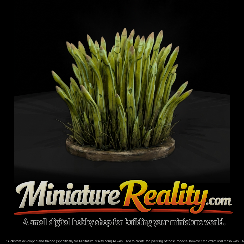 Tall Low-Poly Reed Grass Clump miniature, three-quarter view