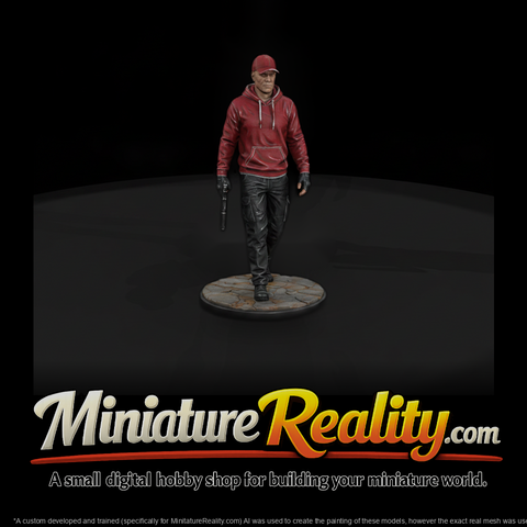 Modern Hooded Gunman with Pistol