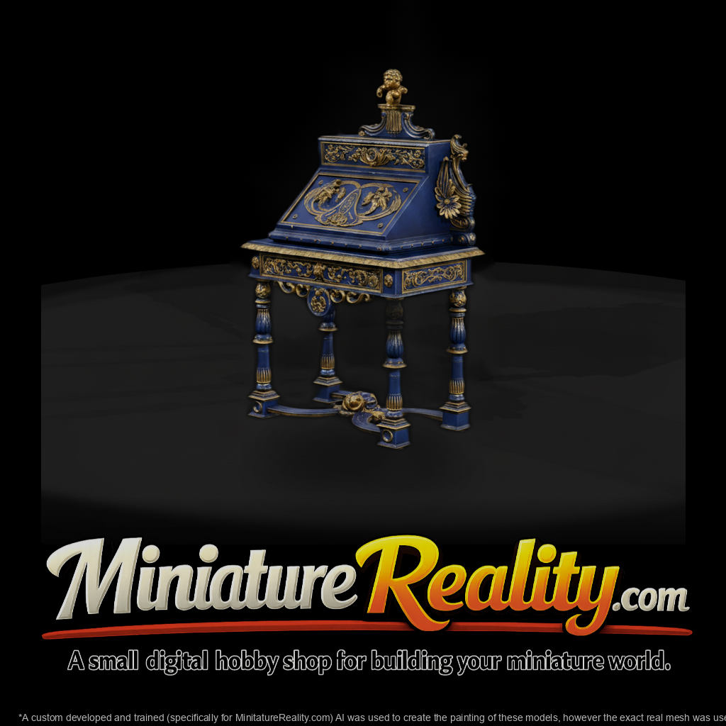 Baroque Ornate Secretary Desk
