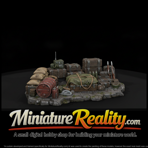 Supply Dump miniature, three-quarter view