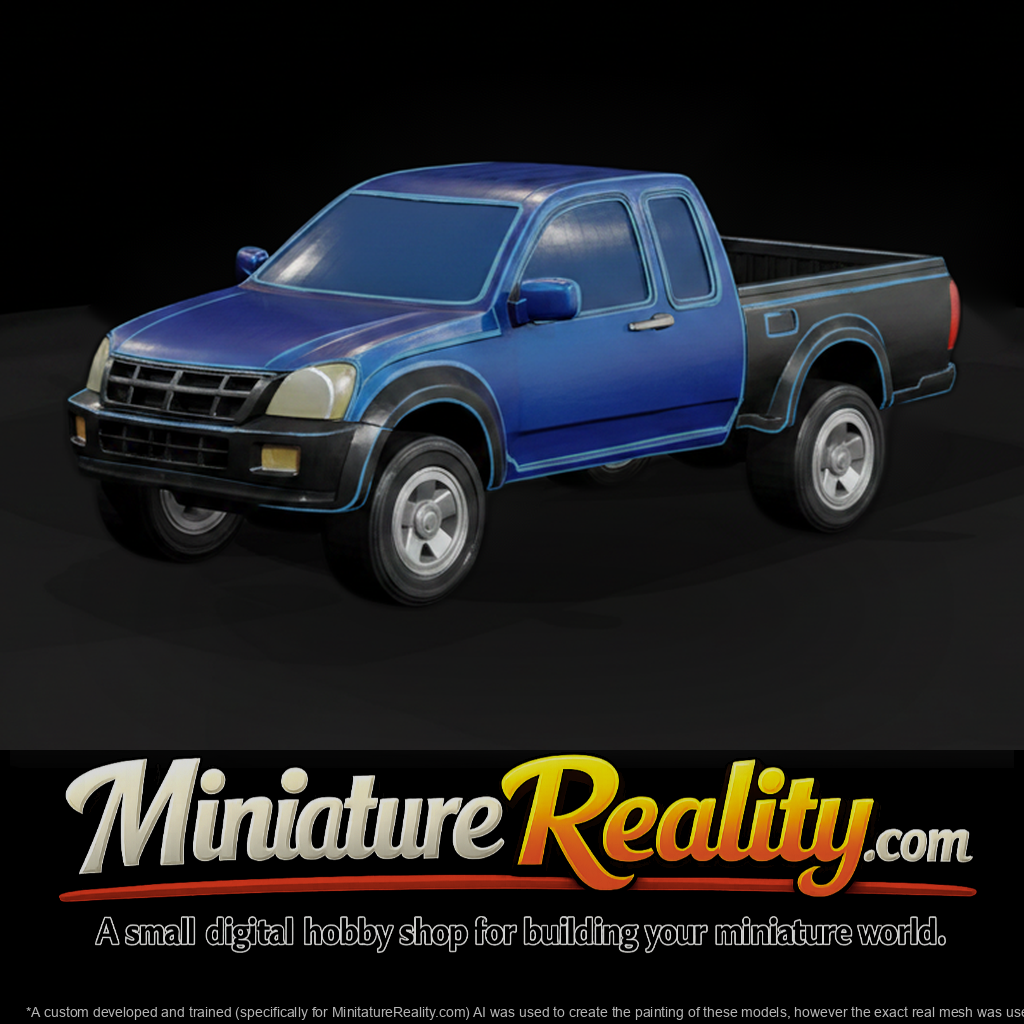 Blue Extended-Cab Pickup Truck