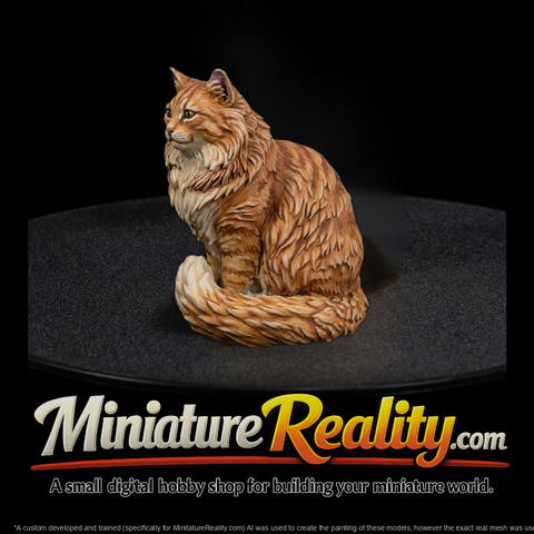 Stylized Fluffy Cat Figurine — Sitting
