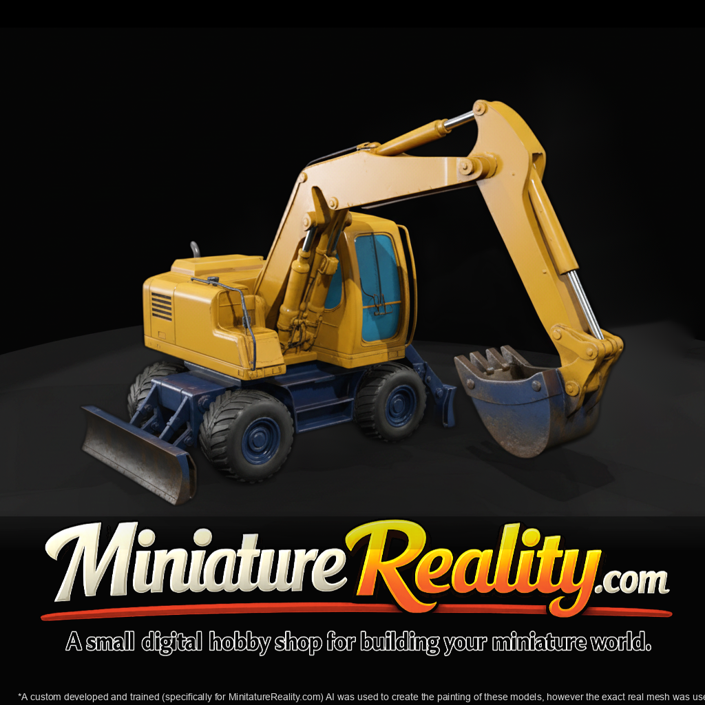 Liebherr 316 Wheeled Excavator miniature, three-quarter view