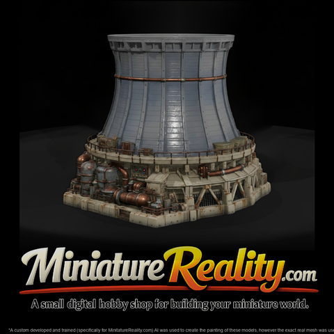 Cooling Tower miniature, three-quarter view