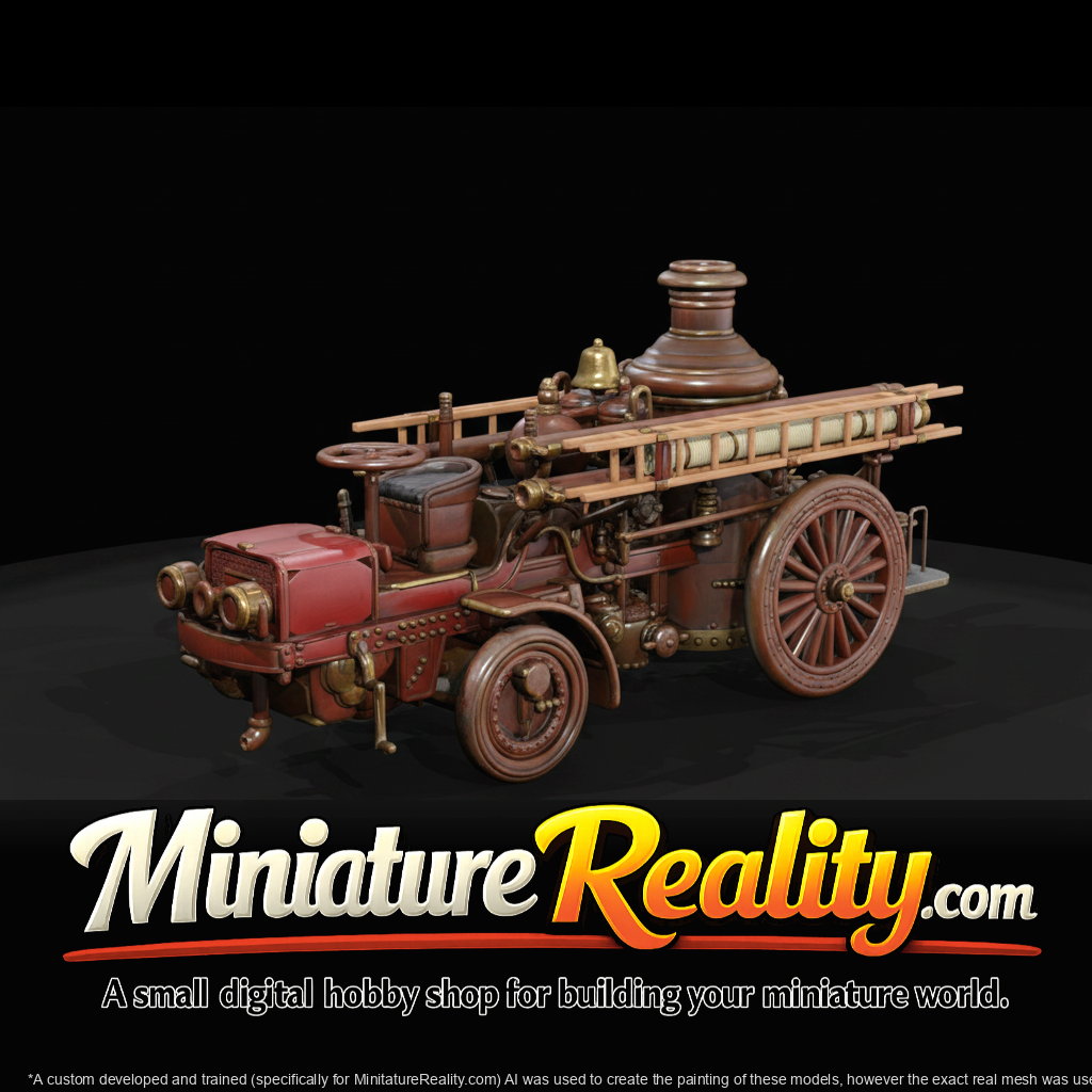1900s Steam Fire Engine miniature, three-quarter view