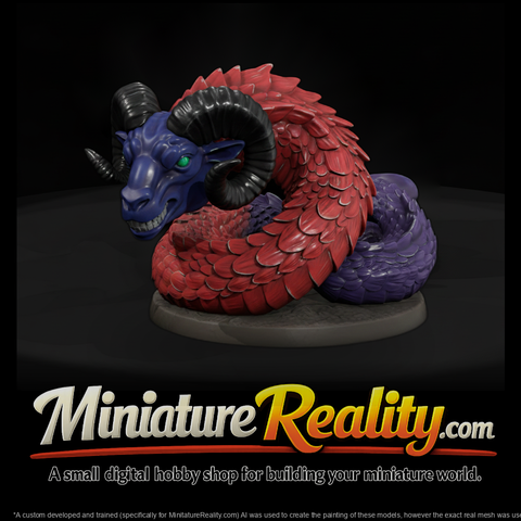 Ram-Headed Serpent miniature, three-quarter view