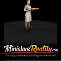Baker Carrying a Tray of Fresh Bread miniature, three-quarter view — thumbnail 1