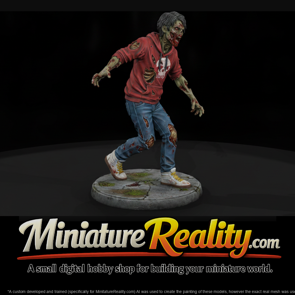 Undead Teen Skater in Red Hoodie