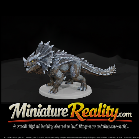 Tundra Frill Reptile miniature, three-quarter view