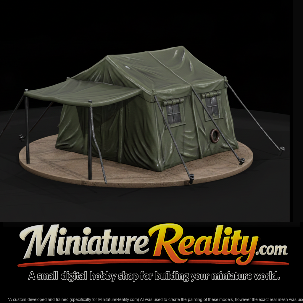Military Canvas Wall Tent with Awning