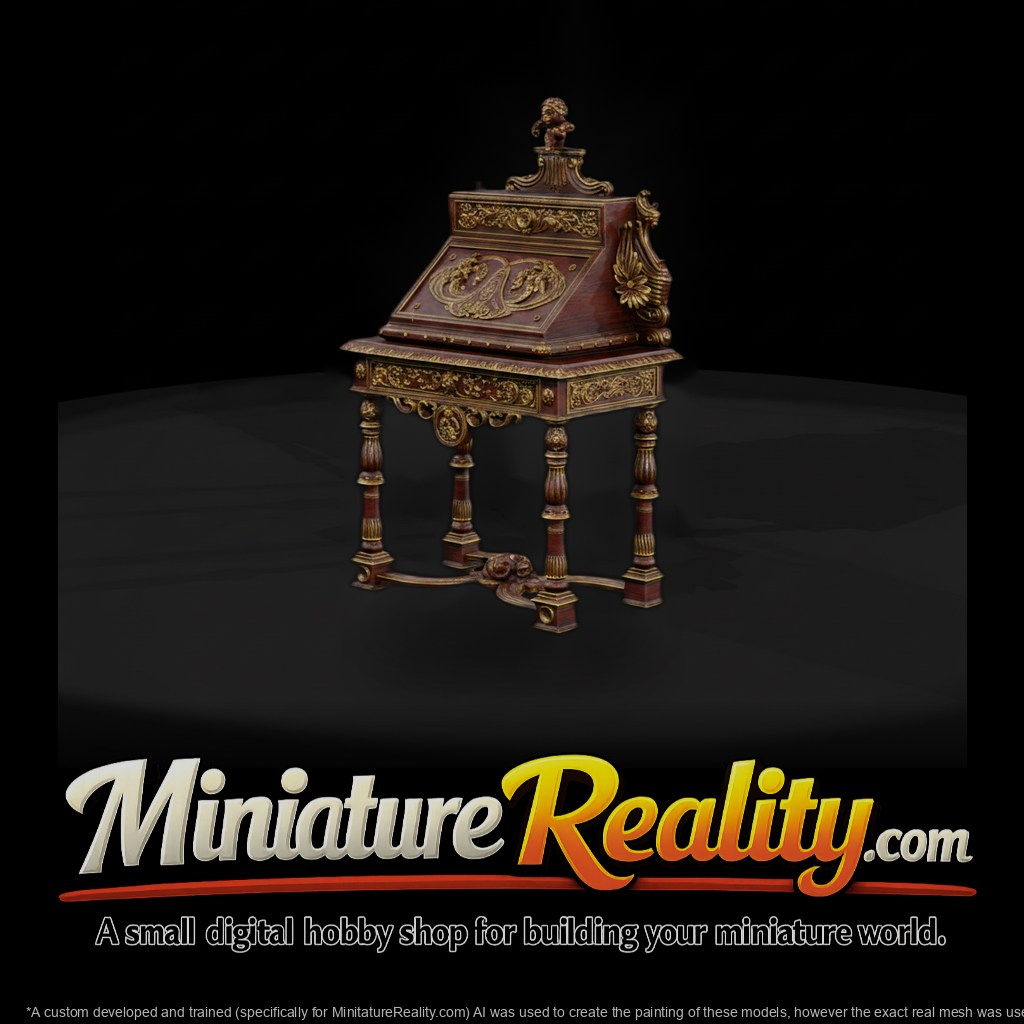 Ornate Baroque Secretary Desk