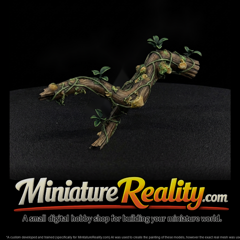 Stylized Overgrown Tree Branch with Vines
