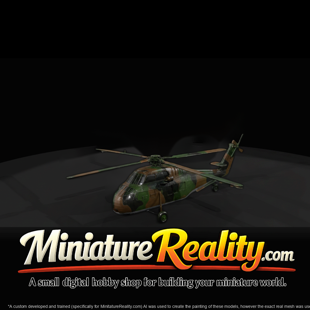 Sikorsky S-58 Helicopter miniature, three-quarter view