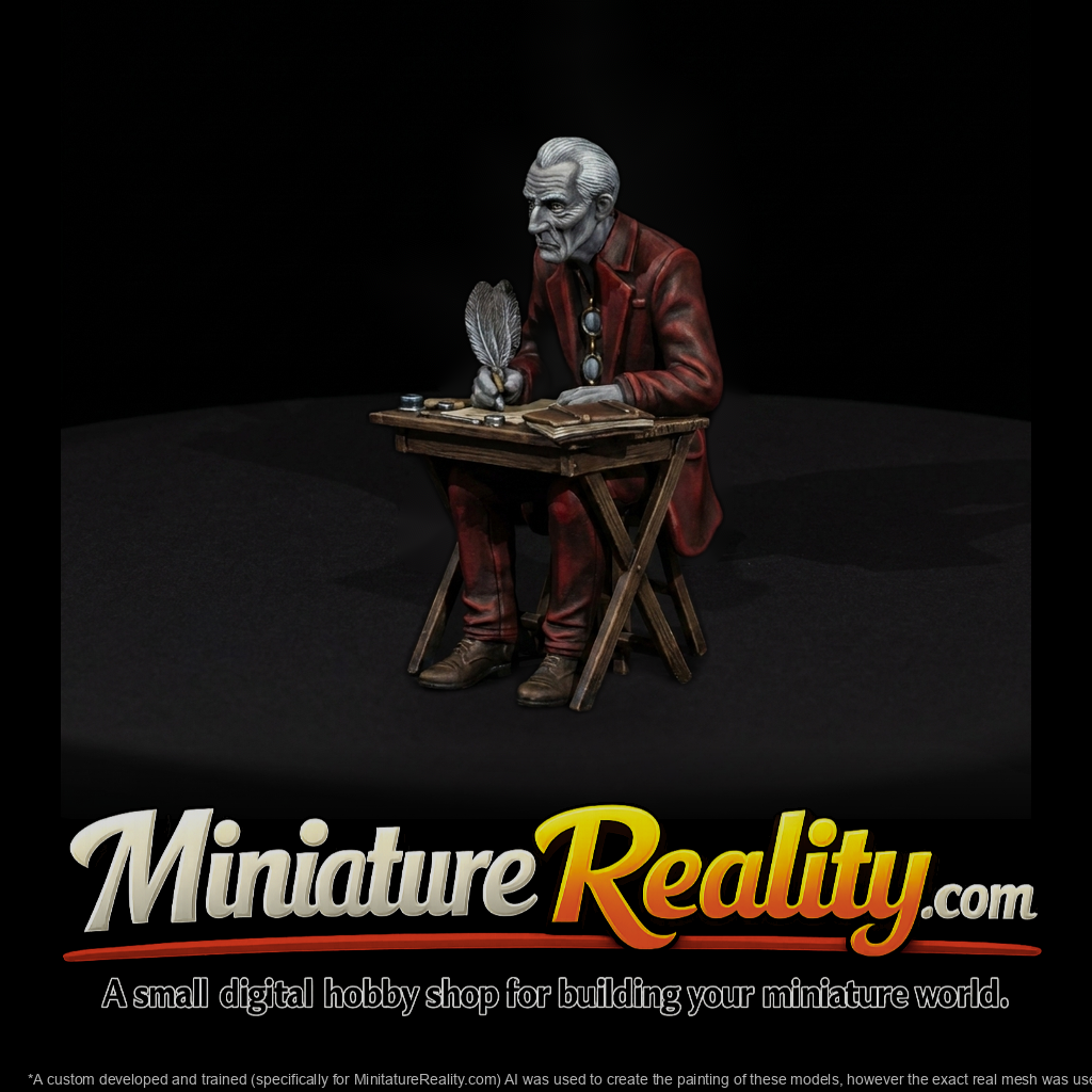 Elderly Scribe at Writing Desk