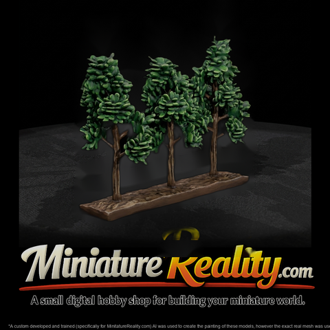Stylized Tree Sprue — Pack of 4 Trees on Base