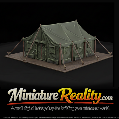 Military Field Wall Tent with Guy Lines