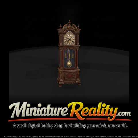 Grandfather Hall Clock miniature, three-quarter view